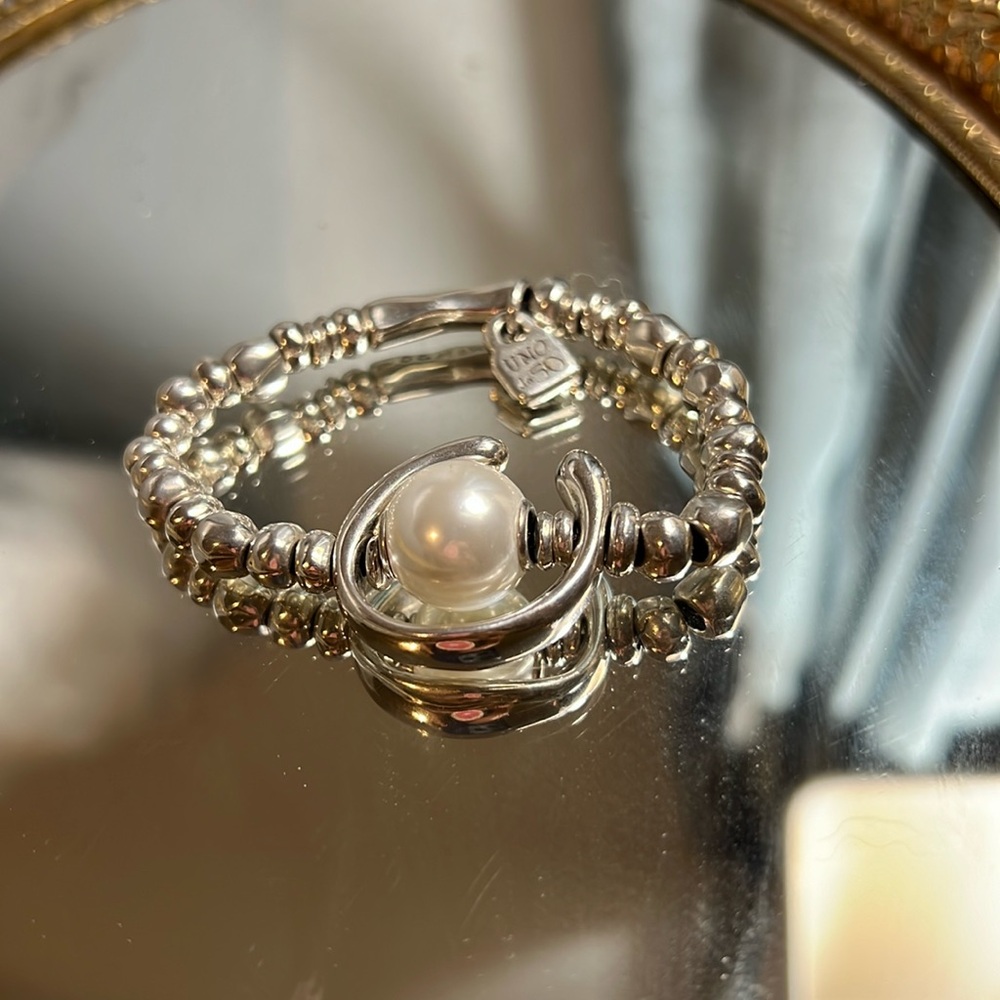 Uno de 50 pearl and silver bracelet
